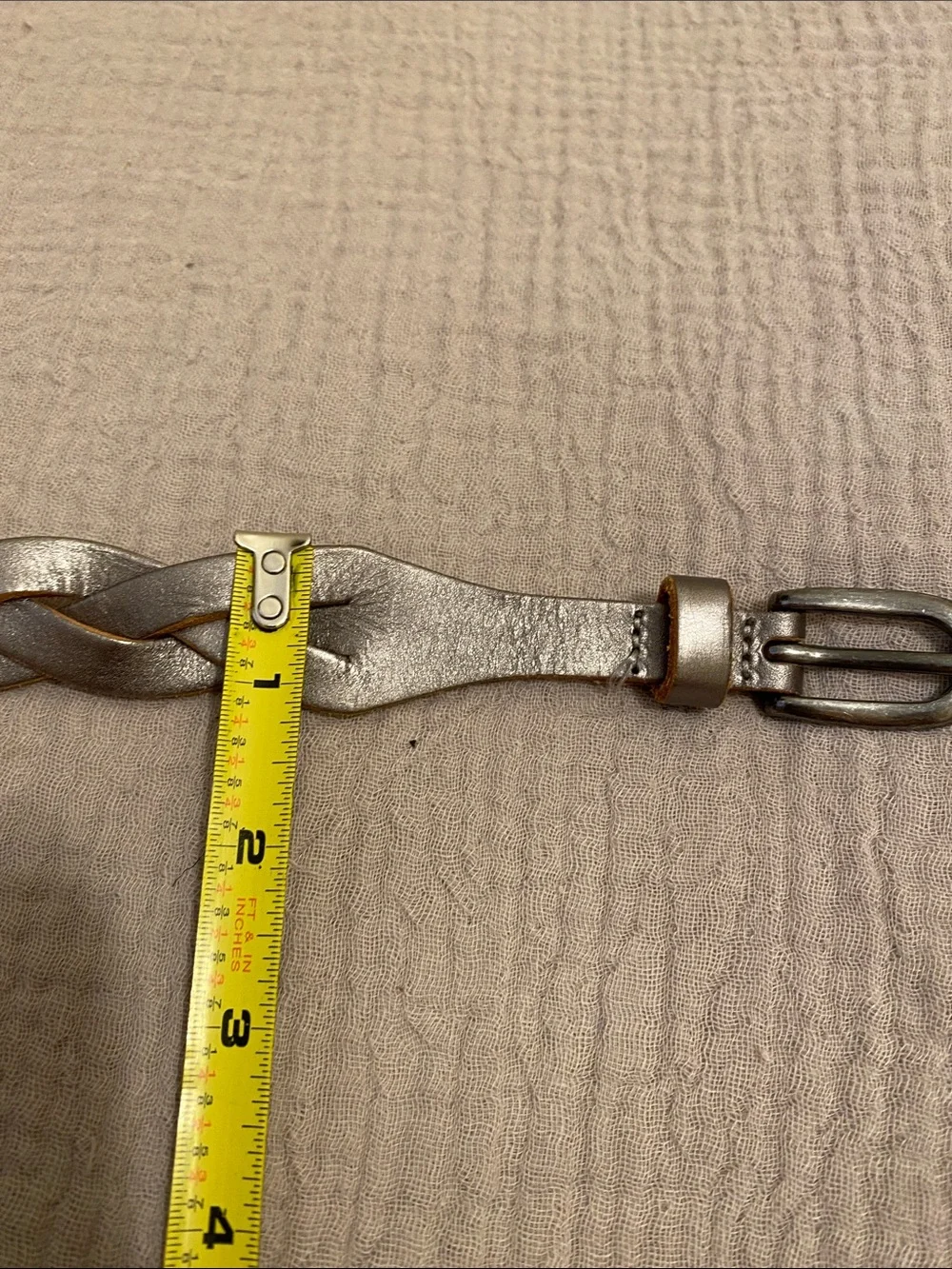 GAP Braided Leather Belt - Silver  with Tan Edges. Size M